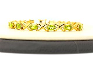 14kt Yellow Gold Peridot & Diamond Tennis Bracelet awMYS